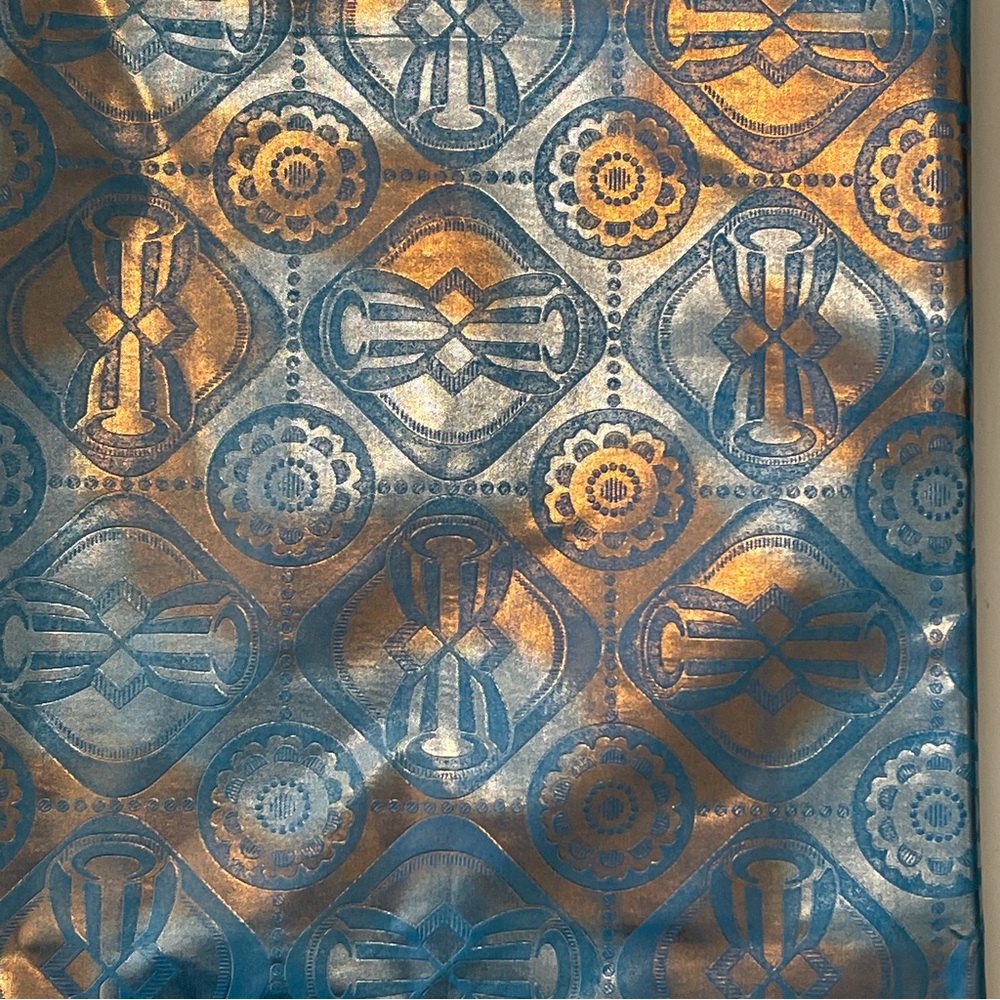 Metallic Blue Tie Dye Bohemian Bazin Fabric View 2